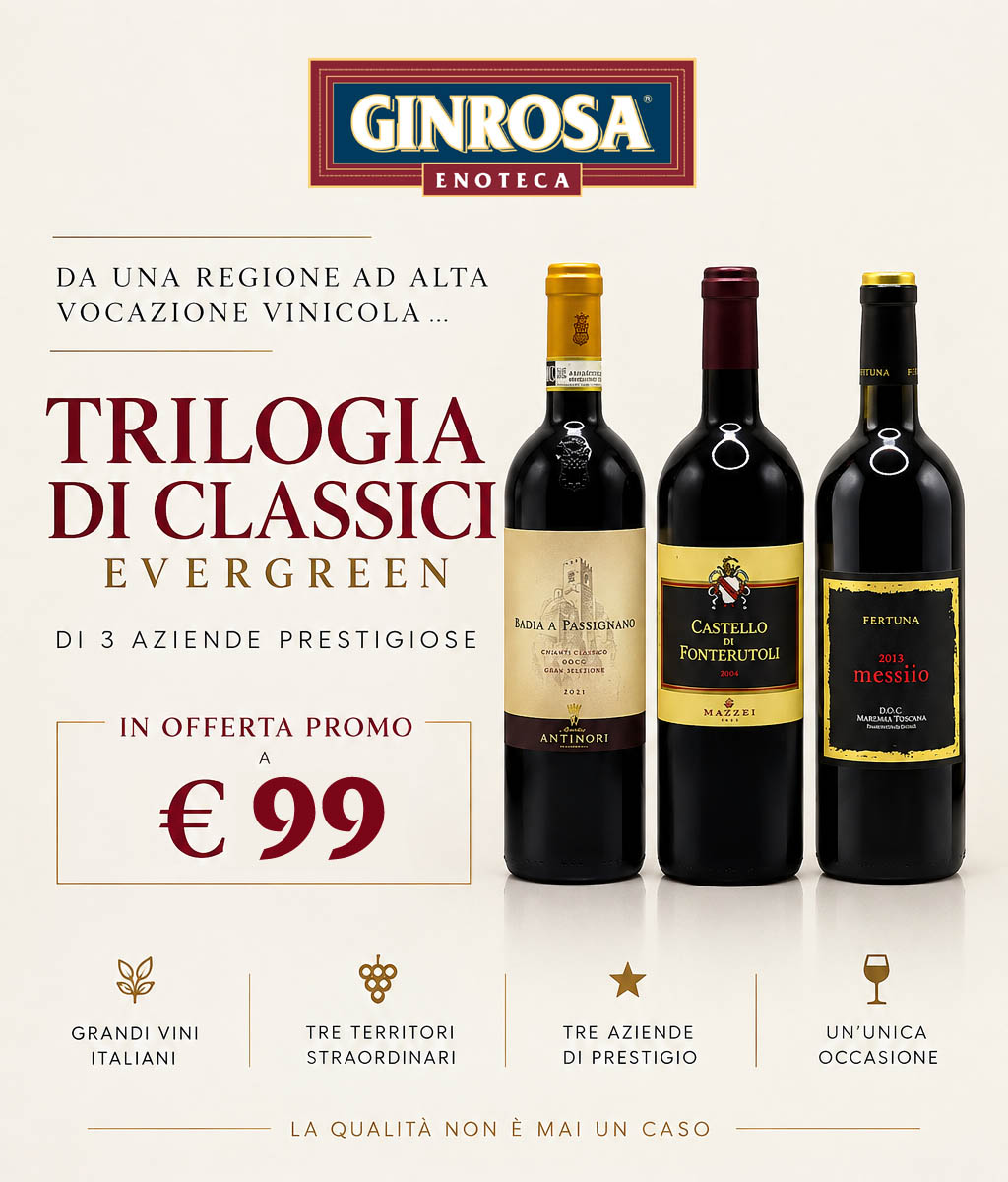 Trilogia di vini toscani Antinori Mazzei Fertuna